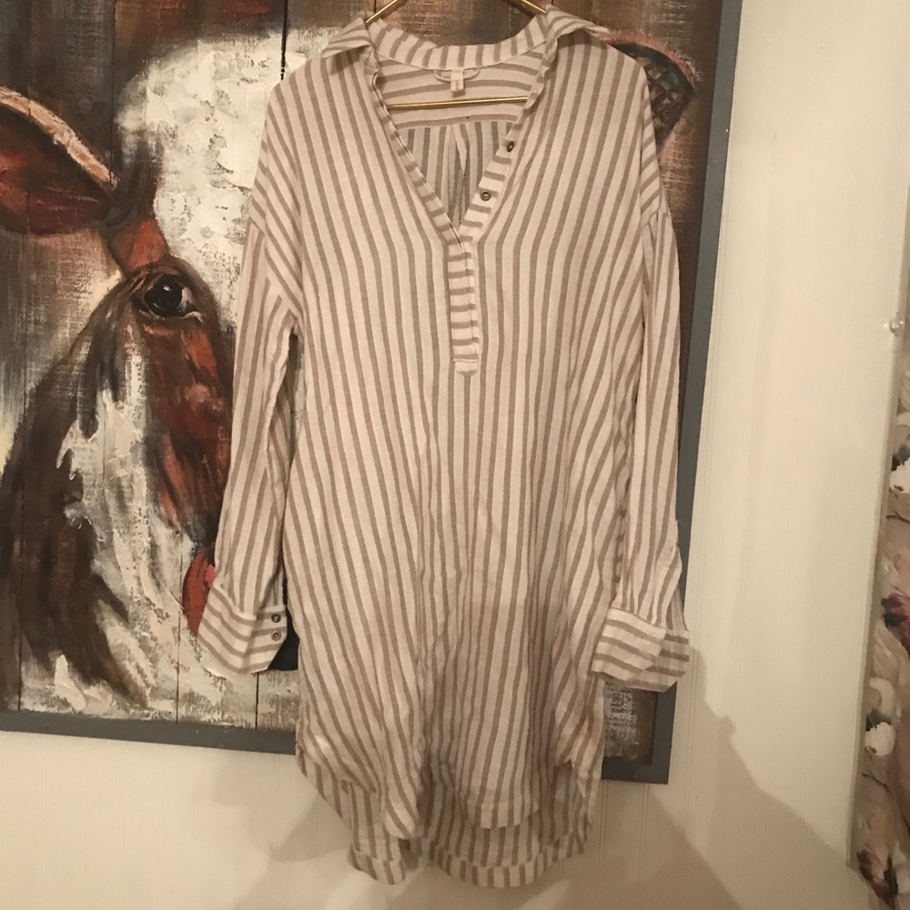 Wishlist worn once Tan/cream stripped dress